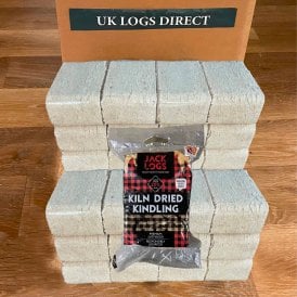 20kgs Box 24 RUF Hardwood Heat Logs + Kindling Delivered To Your Door