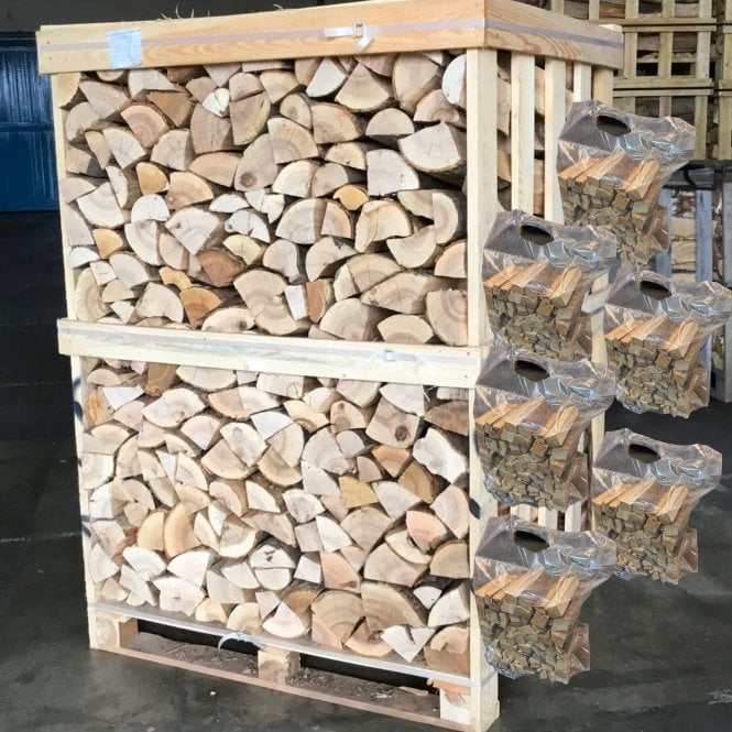 Kiln Dried Ash Logs Large Crate Plus 6 Bags Of Kindling