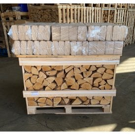 Kiln Dried BIRCH Logs Half Crate & 24 RUF Birch Hardwood Briquettes