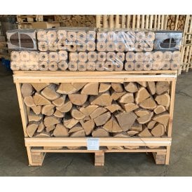 Kiln Dried OAK Logs Half Crate & 24 Packs Pini Kay Heat Logs