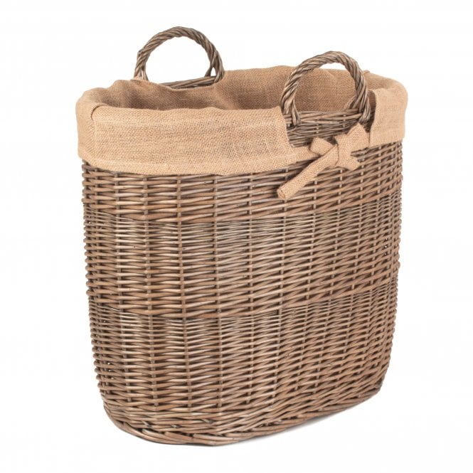 Oval Hessian Lined Willow Log Basket DELIVERED